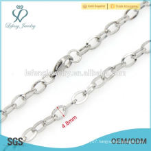 Factory direct supply silver stainless steel flat O Rolo chain necklaces for ladies wholesale